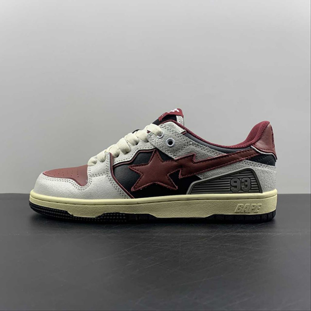 Bape Sta Low Unisex Black And Red Unisex Shoes
